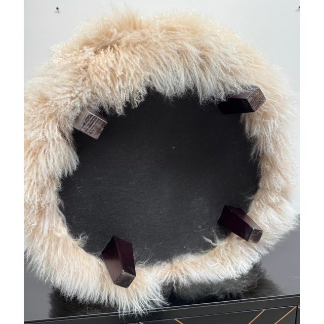 Early 21st Century Blush Tibetan Lamb 24" Ottoman by Outpost Original For Sale - Image 5 of 6