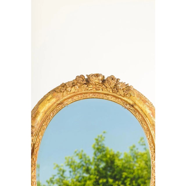 18th C. French Oval Giltwood Mirror For Sale - Image 4 of 5