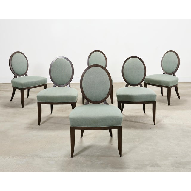 Modern Set of Six Barbara Barry for Baker Oval X-Back Dining Chairs For Sale - Image 3 of 16