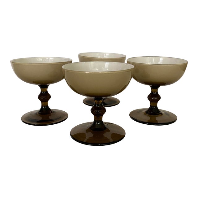 Vintage Carlo Moretti Glass Champagne Coupes-Set of 4 For Sale