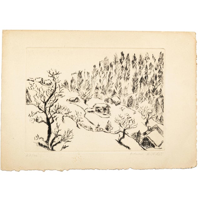 Landscape is a black and white print realized by Edmone A. Ades in the First Half 20th Century. Etching and drypoint. The...