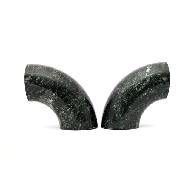 Late 20th Century Green Marble Arch Bookends: Vintage Stone Decor by Bijan, Set of 2 For Sale - Image 5 of 12