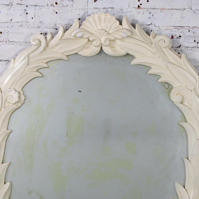 Art Deco Early 20th Century Art Deco Large Distressed Plaster Mirror Round Acanthus Foliate Frame Style of Serge Roche For Sale - Image 3 of 17