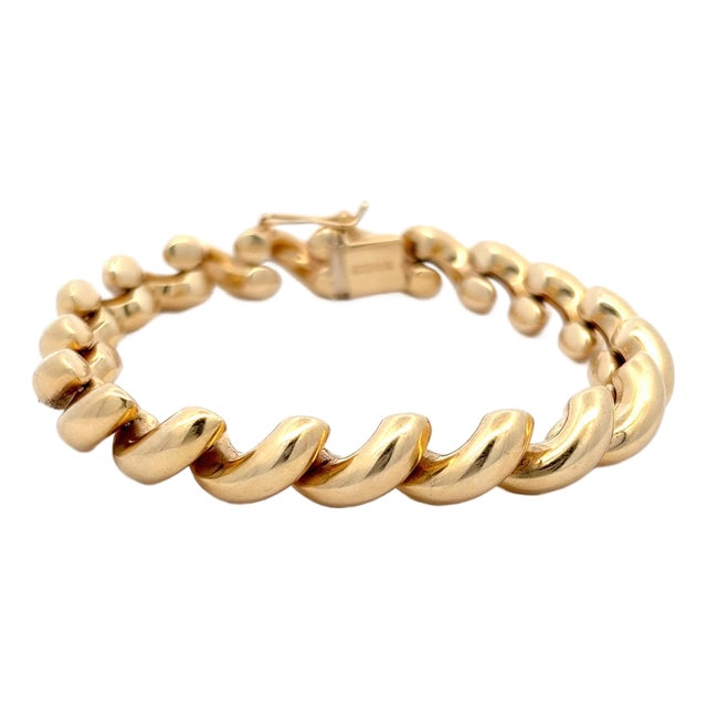Vintage 14k Yellow Gold San Marco Link Bracelet For Sale