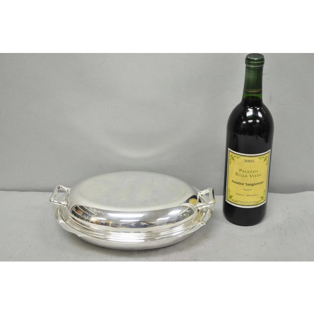 Vintage Towle 4046 Silver Plated Oval Covered Vegetable Serving Dish Platter. Circa Mid 20th Century. Measurements: 3" H x...