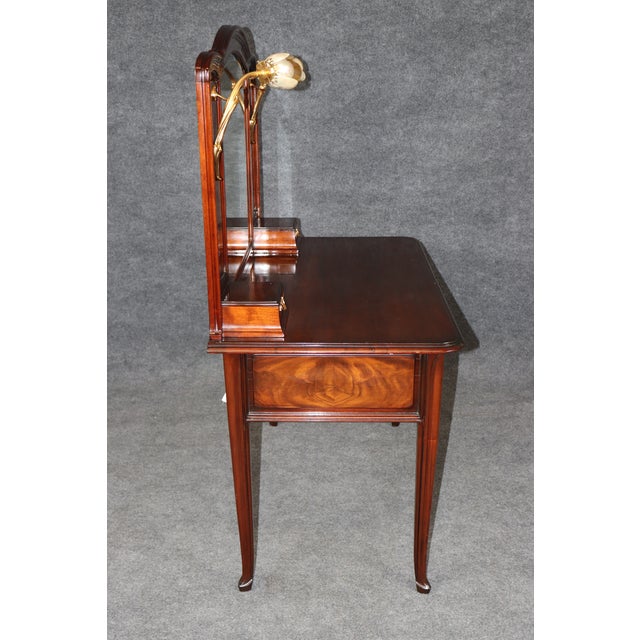 Art Nouveau 1920's Art Nouveau Mahogany Ormolu Mounted Vanity and Majorelle Stool For Sale - Image 3 of 14