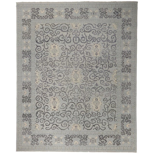 Vintage Baby Blue Pakistani Rug, 11’07 X 14'05 For Sale - Image 9 of 9