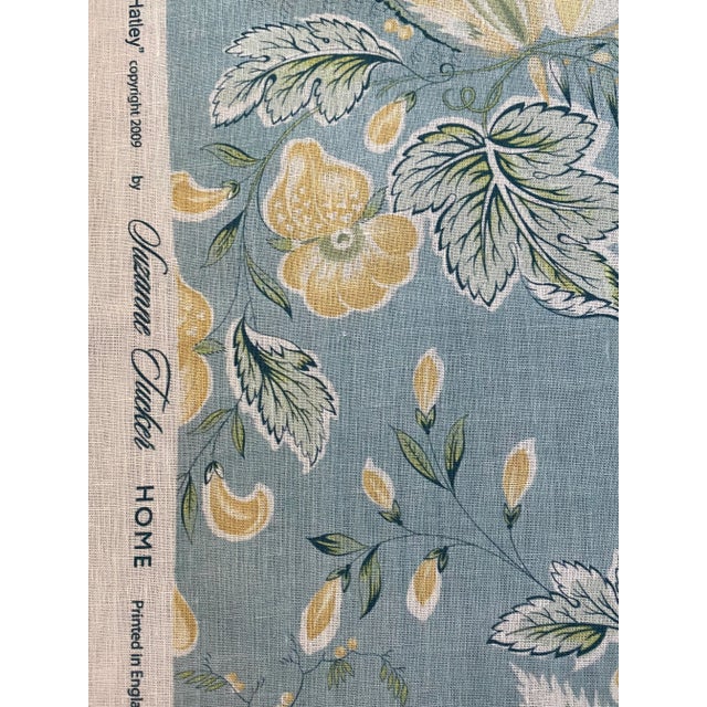 Suzanne Tucker Hatley in Aqua Linen Fabric 2 1/2 Yards For Sale In Raleigh - Image 6 of 7