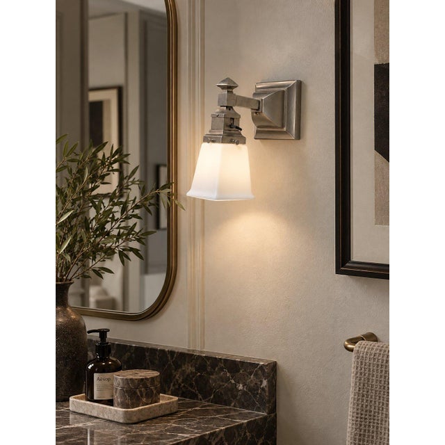 White Vintage Rejuvenation Modern Style Frosted Glass Wall Sconce For Sale - Image 8 of 8