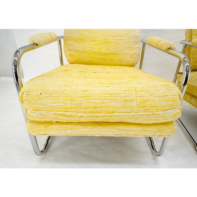 Mid 20th Century Pair Bent Tube Frame Mid Century Modern Lounge Chairs Baughman Cassina Style For Sale - Image 5 of 14