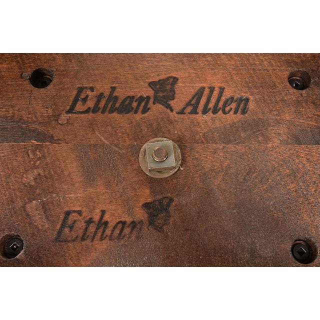 Ethan Allen Early American Solid Pine Pedestal Side Tables, Pair For Sale - Image 9 of 10