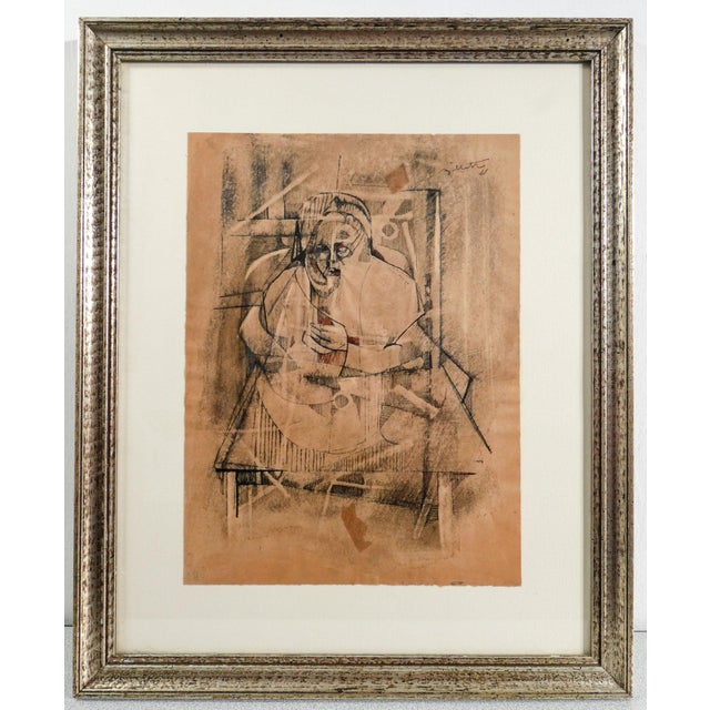Alfredo Billetto, Figure, 1961, Mixed Media on Paper, Framed For Sale - Image 6 of 10