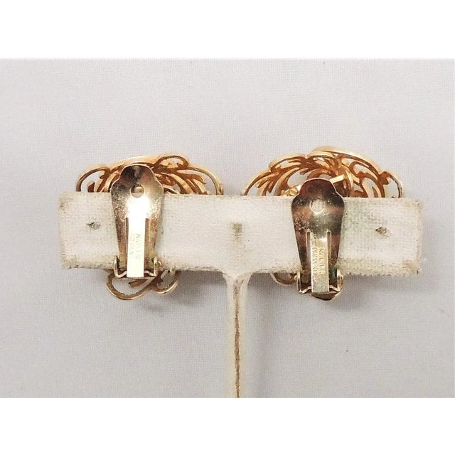 Napier 1966 Vintage Signed Napier "Golden Fern" Clip Earrings- 2 Pieces For Sale - Image 4 of 10