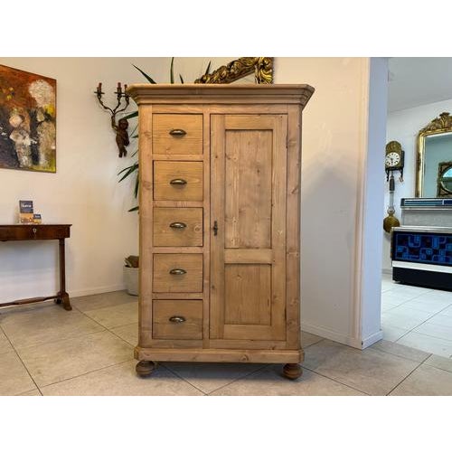 Brown Rustic Farmhouse Bread Cabinet For Sale - Image 8 of 12