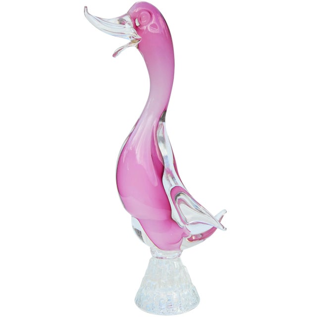 Gorgeous, rare and heavy, midcentury Formia Vetri DI Murano Italian art glass bird centerpiece hand-blown in clear and...