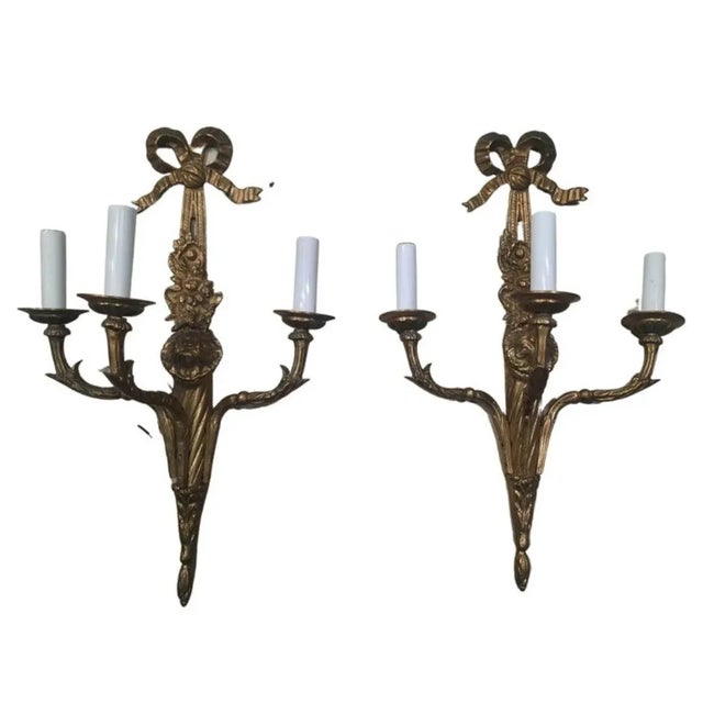 Pair of French Empire Gilt Bronze Sconces, Circa 1890s For Sale In Washington DC - Image 6 of 9