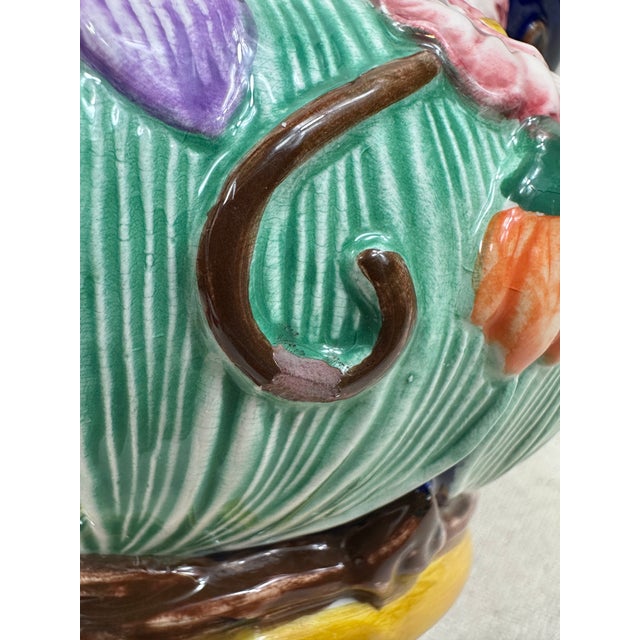 1990s Vintage Hand Painted Cachepot For Sale - Image 5 of 10
