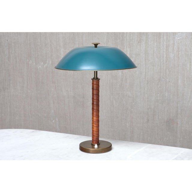 Brass and Leather Table Lamp by Bertil Brisborg for Nordiska Kompaniet, Sweden, 1940s For Sale - Image 11 of 11