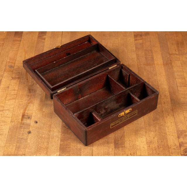 Industrial Circa 1900 Mahogany National Cash Register Supplies Box With Supplies For Sale - Image 3 of 8