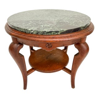 Vintage Side Table with Marble Top For Sale