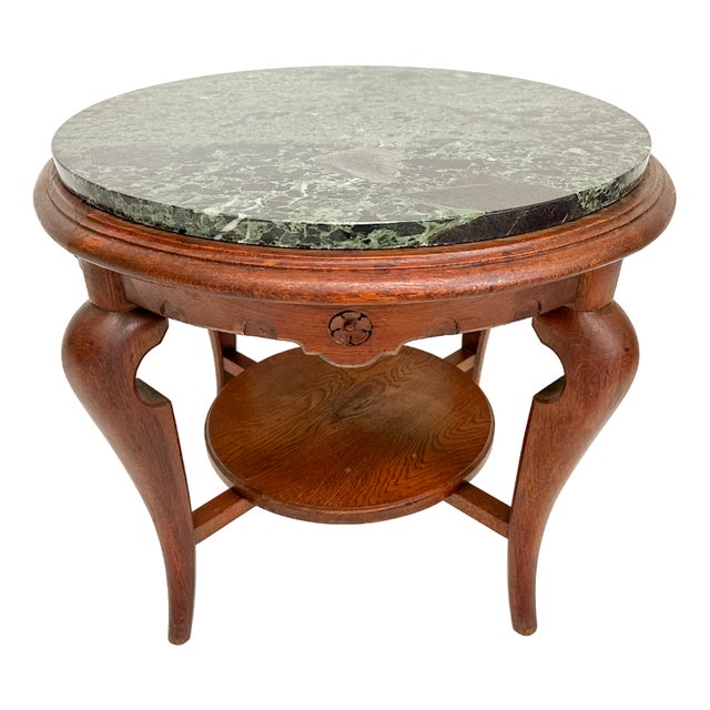 Vintage Side Table with Marble Top For Sale