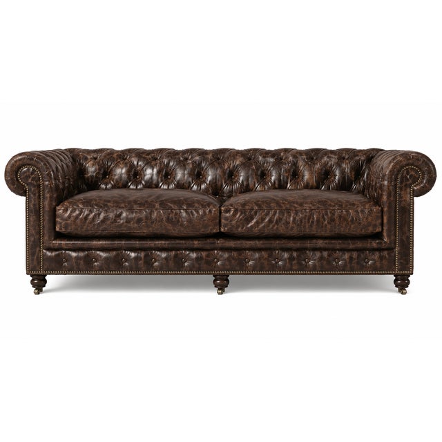 Restoration Hardware Restoration Hardware Kensington 96" Down-Filled Leather Sofas – Glove Leather (2 Available) For Sale - Image 4 of 6