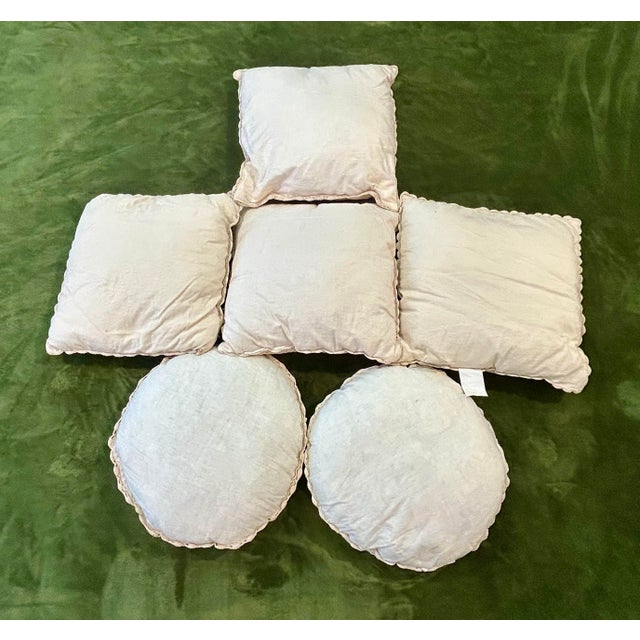 Ivory Vintage Set of 6 Ivory Cotton Crochet Lace Flower Accent Pillows For Sale - Image 8 of 9