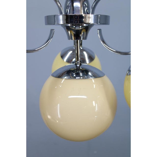 1930s Art Deco Chrome and Champagne Glass Chandelier, Czechoslovakia, 1930s For Sale - Image 5 of 12