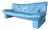 Vintage Postmodern Italian Nicoletti Attrb Blue Leather Sofa For Sale