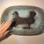 Rectangular dish with rounded corners in glazed ceramic, made by marie-henriette bataille for the atelier de dour , ca...