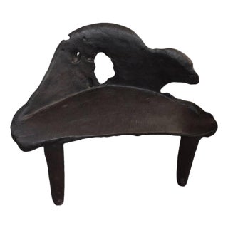 Andrianna Shamaris Triple Burnt Teak Wood Sculptural Bench For Sale