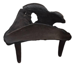 Andrianna Shamaris Triple Burnt Teak Wood Sculptural Bench