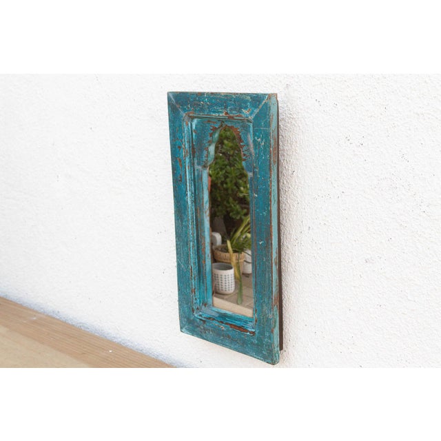Indian Vibrant Turquoise Indian Arched Mirror For Sale - Image 3 of 6
