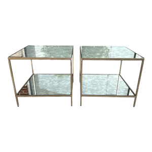 Pair of Attributed Ethan Allen Two-Tier Mirrored Side Tables
