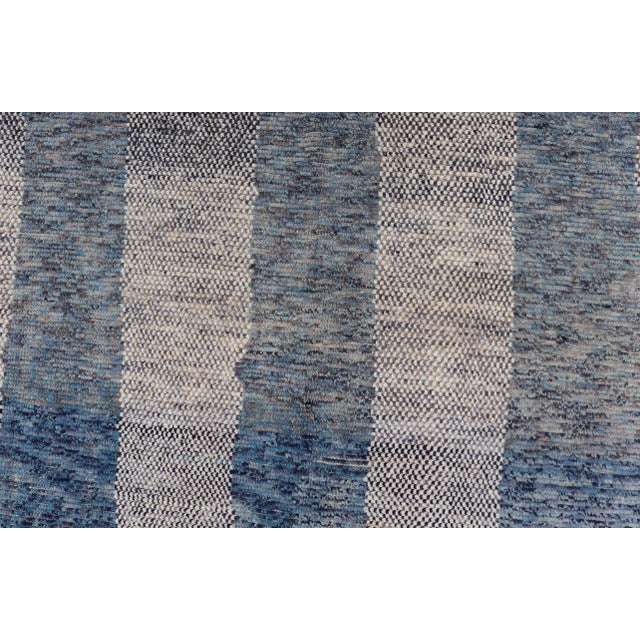 Modern Piled Rug by Keivan Woven Arts in Blue's With Abstract Design 9'6 X 11'3 For Sale - Image 4 of 12