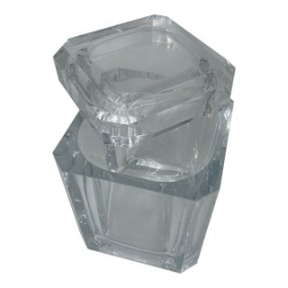 1990s Lucite Diamond Ice Bucket by Grainware For Sale