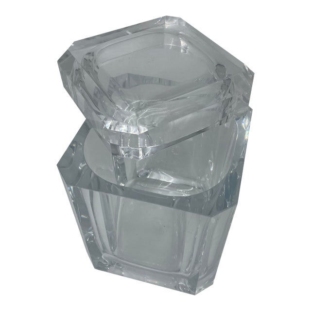 1990s Lucite Diamond Ice Bucket by Grainware For Sale
