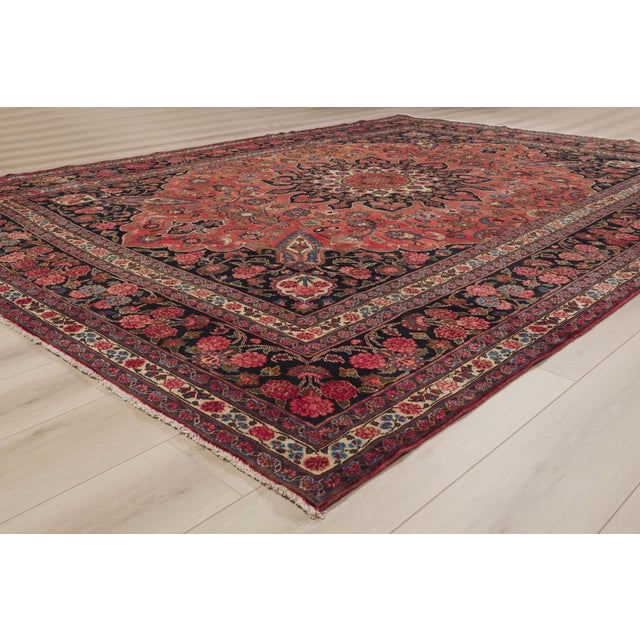 Red Vintage Persian Mashhad Rug, 09'10 X 13'04 For Sale - Image 8 of 10