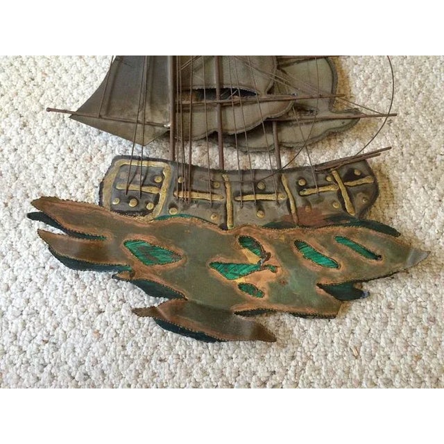 Large Brutalist Mid-Century Ship Wall Sculpture For Sale - Image 4 of 11