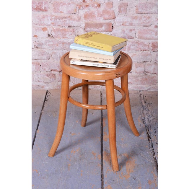 1950s Mid-Century Stool in Sold Beech and Plywood, Czech, 1950s For Sale - Image 5 of 8