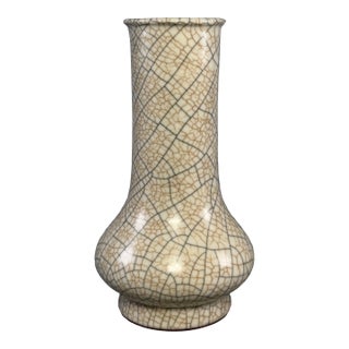 Vintage‑style Chinese Ge‑Type Crackle Glaze Flared Neck Vase For Sale