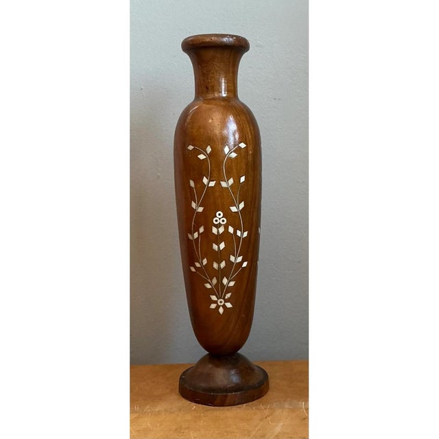 Vintage Mother of Pearl Inlay Vase For Sale - Image 4 of 12