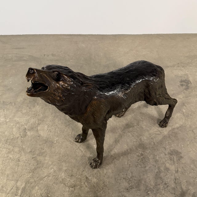 Life-Size Bronze Howling Wolf Sculpture, 35” H For Sale In Dallas - Image 6 of 12