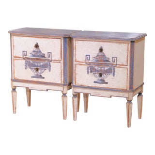Pair of 19th Century French Louis-Philippe Carved Painted Commodes Nightstands For Sale