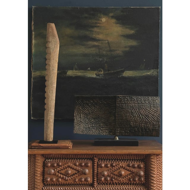 Antique 19th C. Nocturne Moonlit Seascape with Tugboat and Sailboats (c. 1857, Oil on Canvas). Nocturne seascape with hazy...