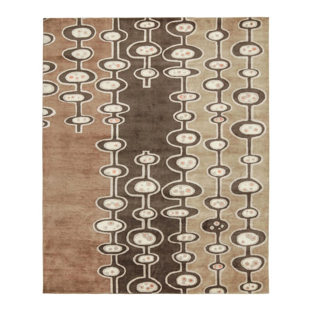 Brown 2010s Rug & Kilim’s Mid-Century Modern Style Rug in Brown and Silver Geometric Pattern For Sale - Image 8 of 8
