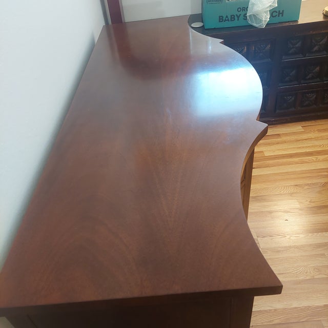 Wood Mid-Century Baker Furniture Mahogany Federal Serpentine Sideboard Buffet For Sale - Image 7 of 8