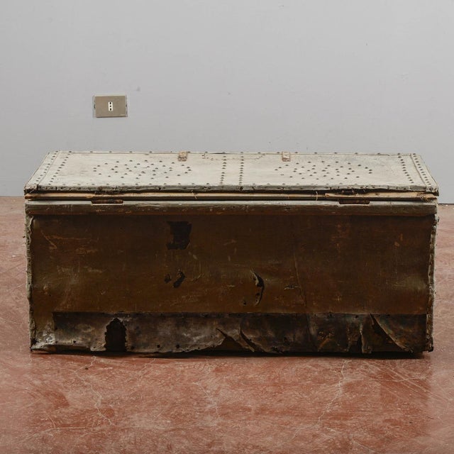 Antique Trunk in Wood, Metal, and Leather For Sale - Image 13 of 18