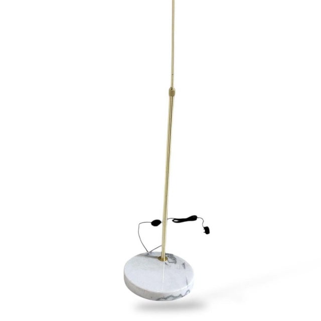 Mid-Century Brass Arc Floor Lamp with Marble Base For Sale - Image 5 of 8