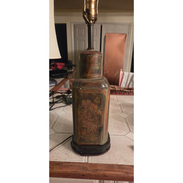 Frederick Cooper Vintage Frederick Cooper Chinoiserie Tea Canister Table Lamp With Bird & Floral Motifs For Sale - Image 4 of 11